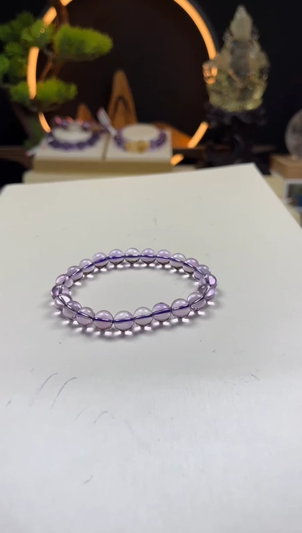未镶嵌手链紫晶天然紫水晶圆珠手串8mm