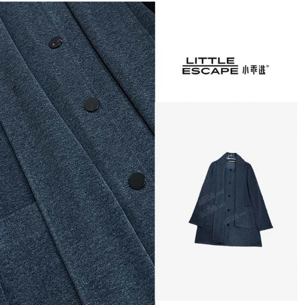 小乖逃休闲时尚深灰色大衣外套围巾深灰百搭款N95182