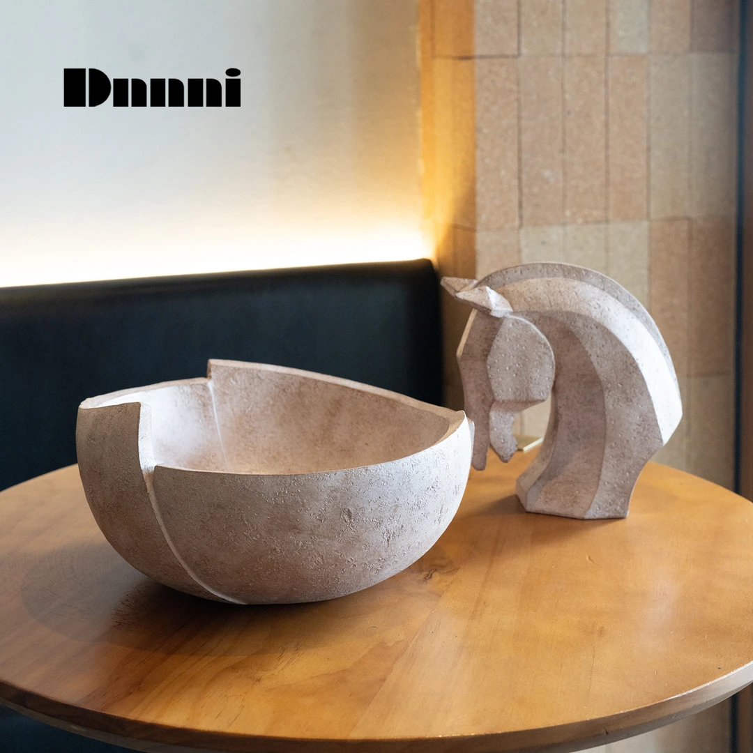 Dnnni侘寂风旧色马摆件果盘树脂桌面玄关收纳装饰样板间酒店大厅