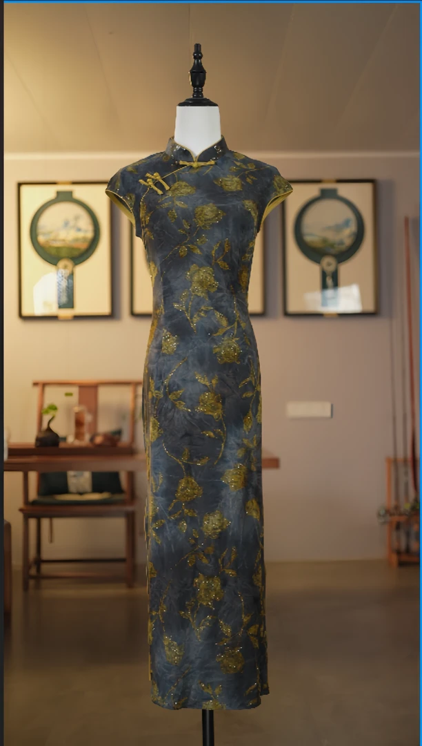旗袍 长款 复古款（衣长约125cm）南辞 C608