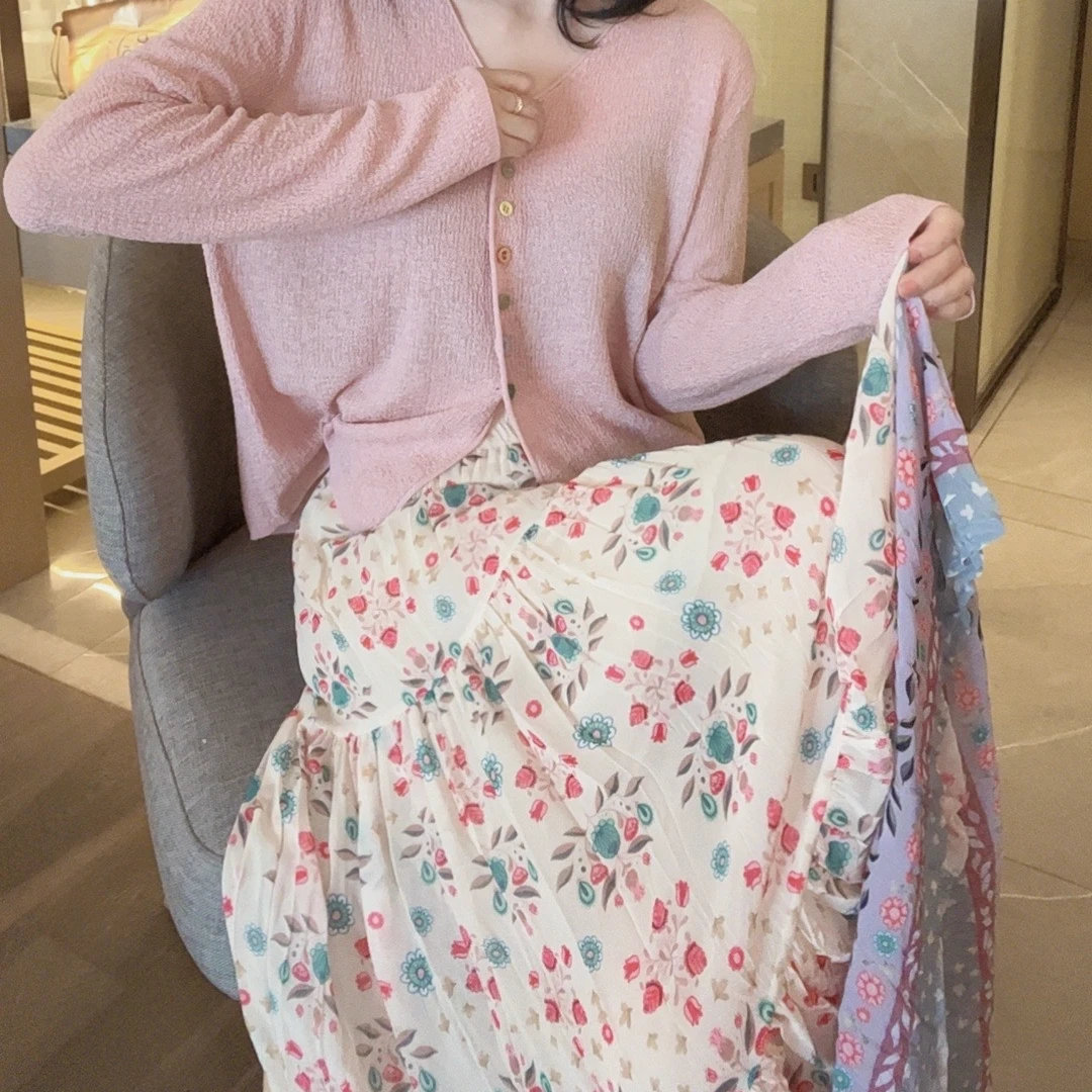 悦悦专属【春天的仪式感】法式田园碎花百褶春夏半身裙Y131