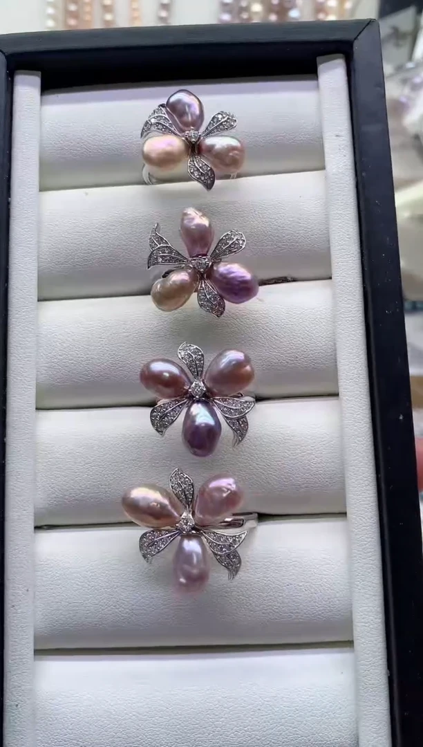 戒指银S925镶嵌淡水珍珠多样性发其一，非无暇