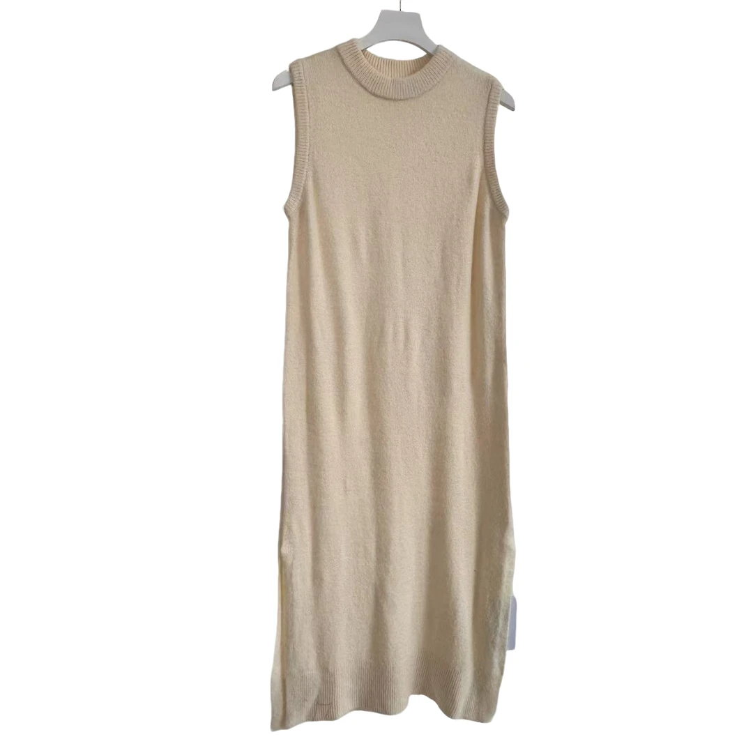 292无袖针织背心裙秋冬简约宽松直筒显瘦圆领连衣裙