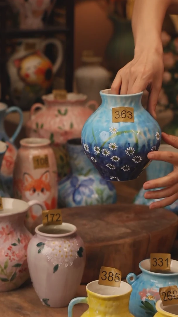 陶瓷363景德镇设计师手作花器摆件侘寂风