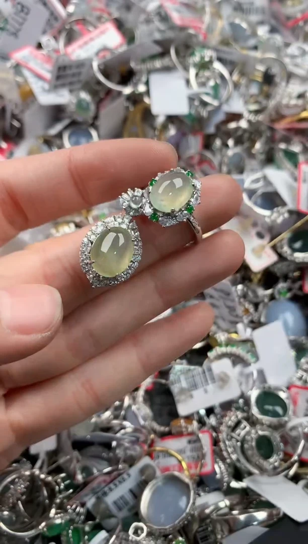 银S925镶嵌戒指翡翠444   9