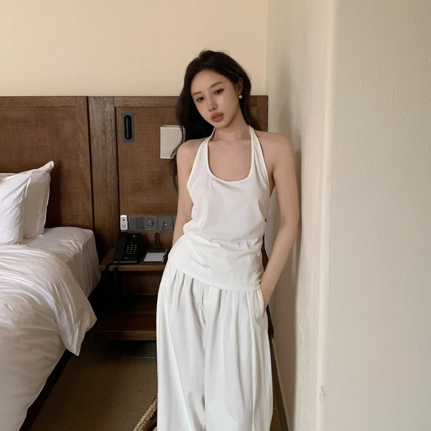 简约内搭白色吊带小背心女春季修身外穿性感露背短款百搭打底上衣