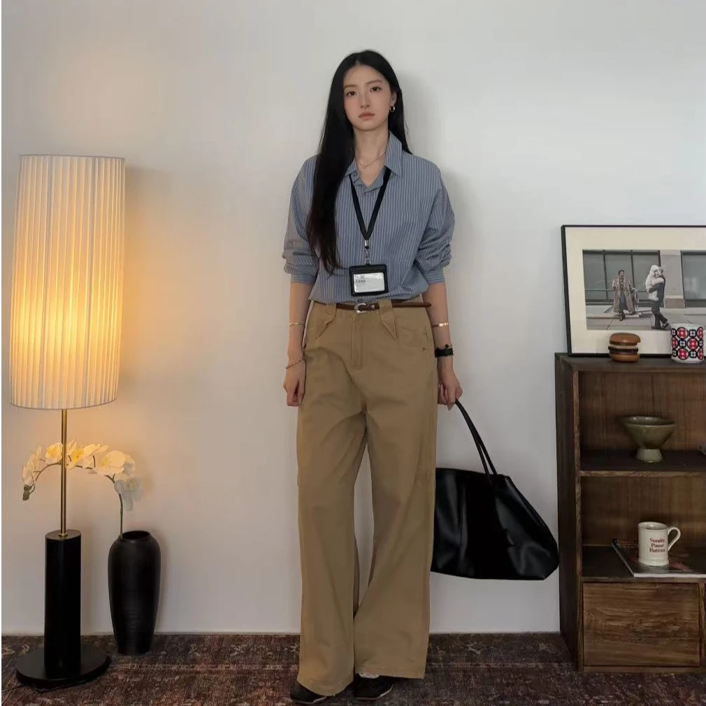 小ban 美式街头风男女同款设计感2025新款折叠口袋百搭阔腿休闲裤