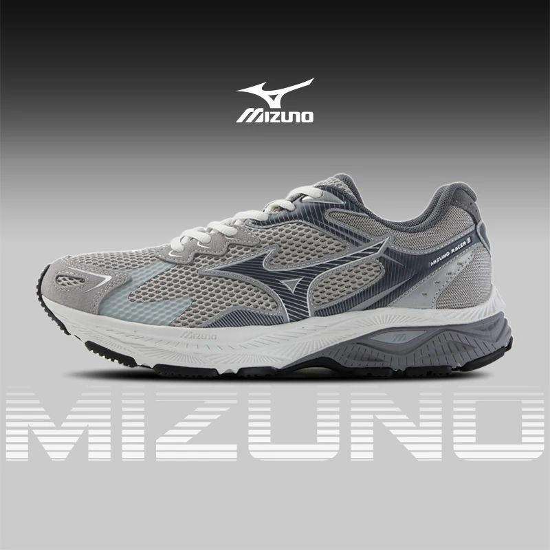 【银灰】Mizuno/美津浓男鞋女鞋RACER S网面跑鞋轻便透气人生跑鞋