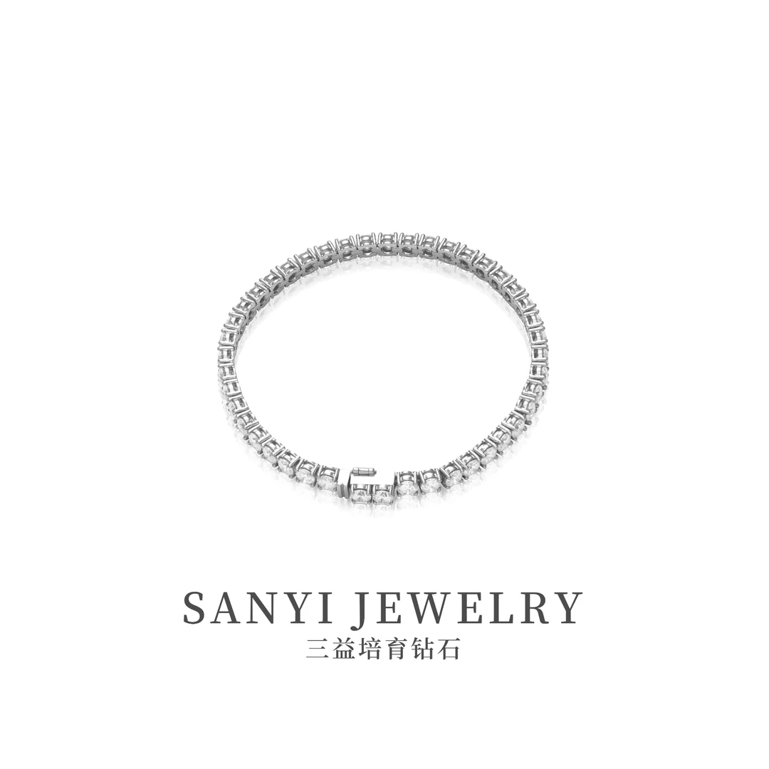 三益18K金【网球手链15分】顶参钻时尚简约满钻百搭手链现货可发