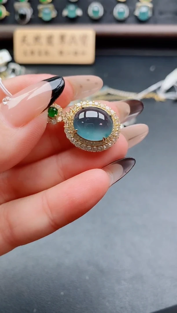 吊坠(赠链)银S925镶嵌翡翠1