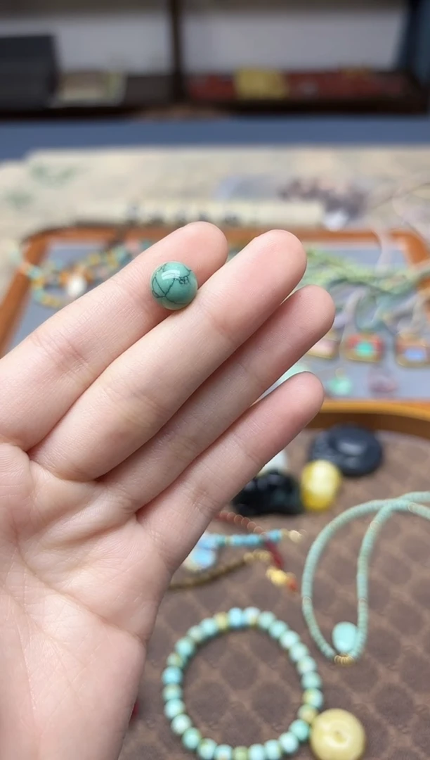 未镶嵌绿松石挂件松石圆珠9mm+XSQ