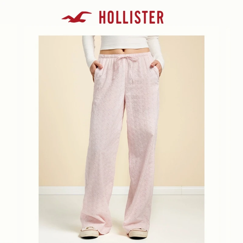 Hollister25春季美式甜美镂空刺绣阔腿休闲裤女装KI356-5029