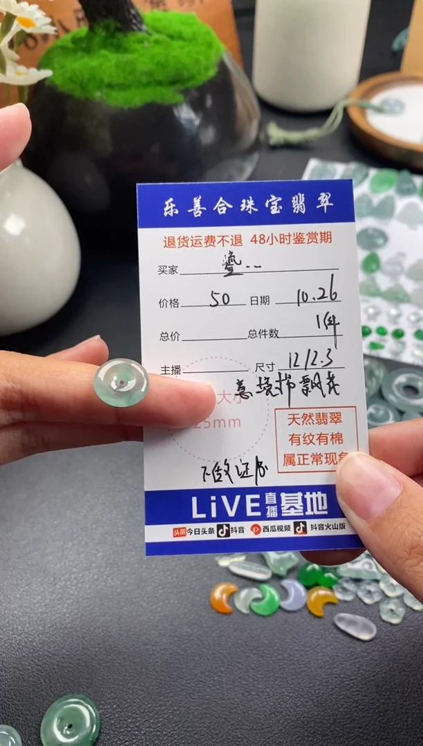 颈饰未镶嵌翡翠鎏*冰种平安扣