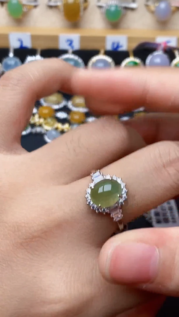 银S925镶嵌戒指翡翠10145