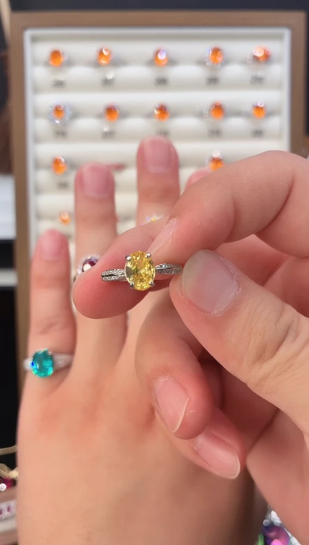 戒指彩色蓝宝石银S925镶嵌123456