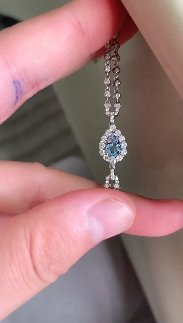 海蓝宝石手链银S925镶嵌手链