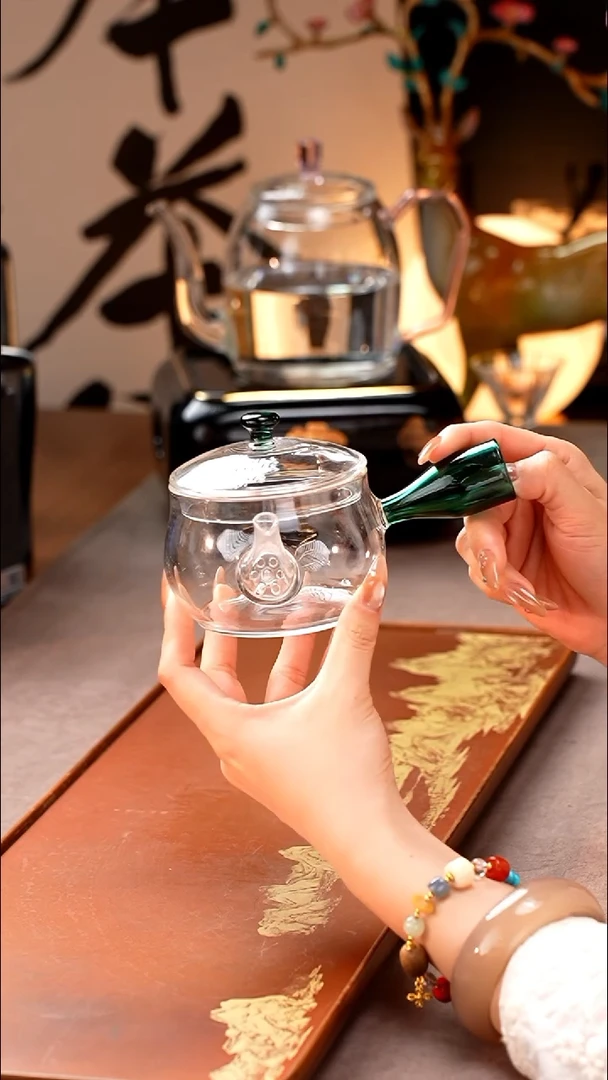 暗香疏影/淑仪侧把壶300ml/湖绿