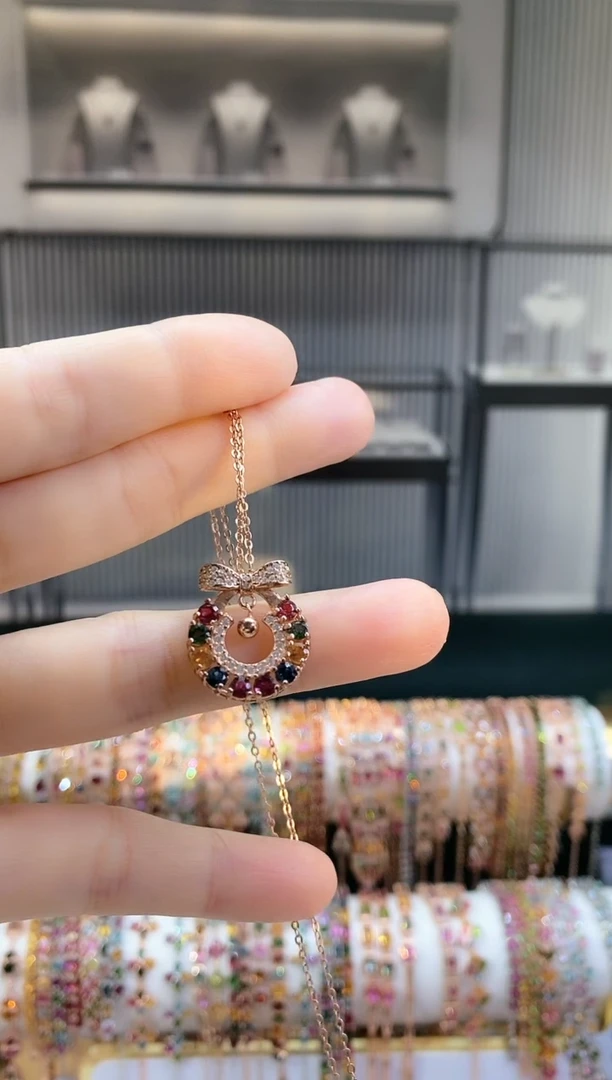 银S925镶嵌吊坠碧玺66666888