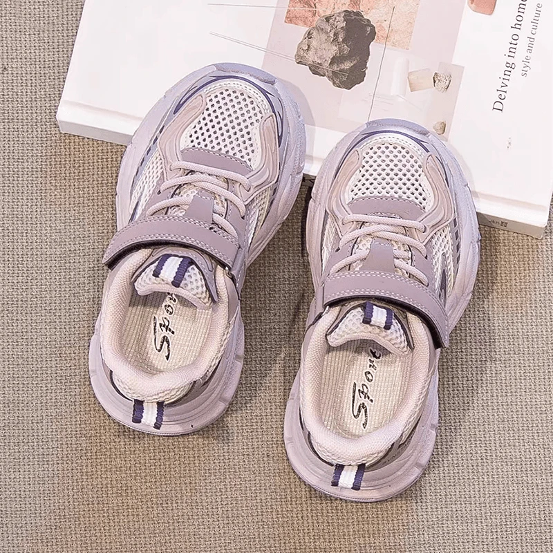 ABC女童运动鞋2025年春秋新款儿童鞋子单网夏季透气老爹鞋男双网