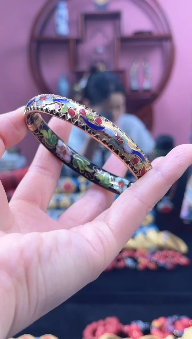 非遗 景泰蓝 金地 开口镯  52-62