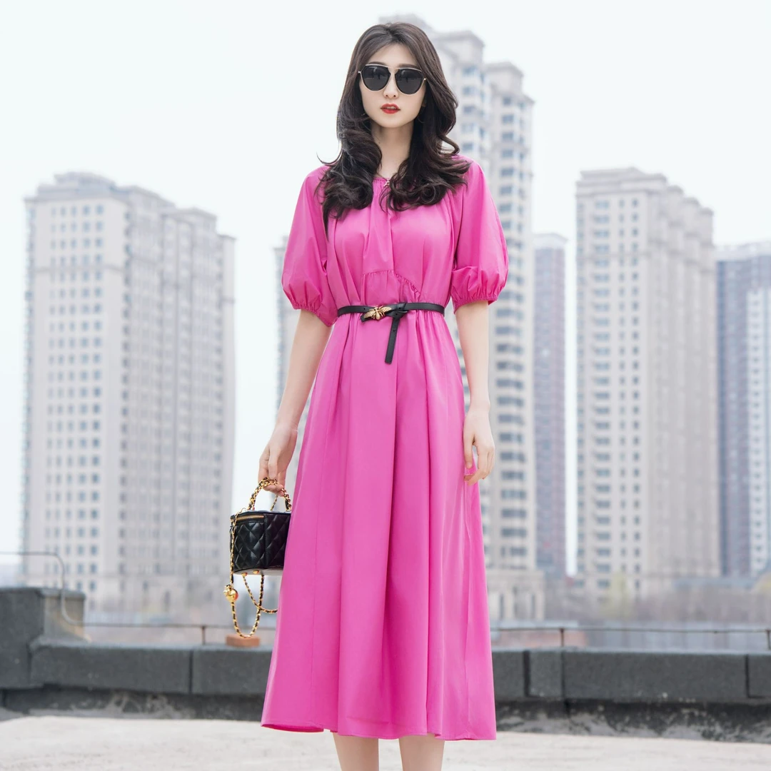 阿玛施AMASS【夏日冰果】轻奢时尚夏季泡泡袖连衣裙5500549