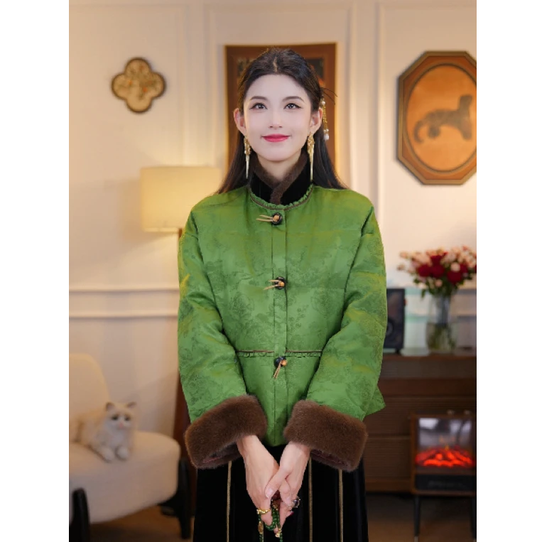 【荷风里】新中式国风90白鸭绒羽绒服2025女冬保暖厚外套MCGYR2522
