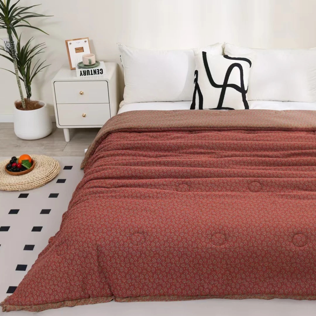 烟花夏被  200*230加大纯棉双层纱大豆被柔软可机洗 夏凉被