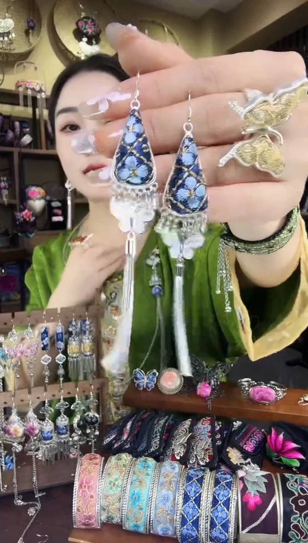 刺绣非遗刺绣民族风耳环