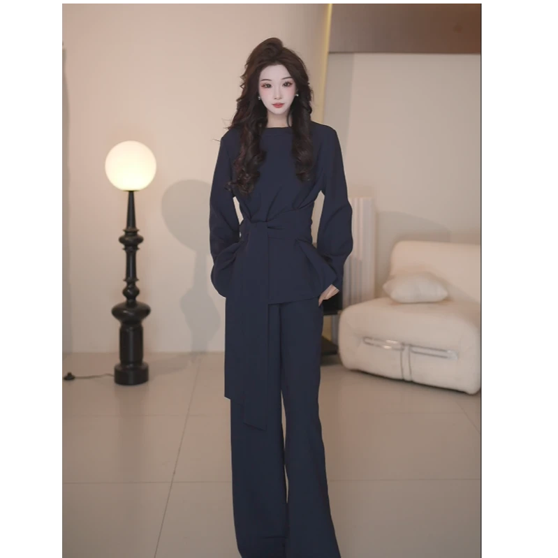 Basic House/百家好TS春季新款绑带气质卫衣高级运动套装DC078