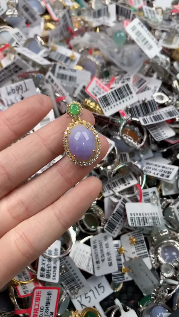 银S925镶嵌戒指翡翠5555----4