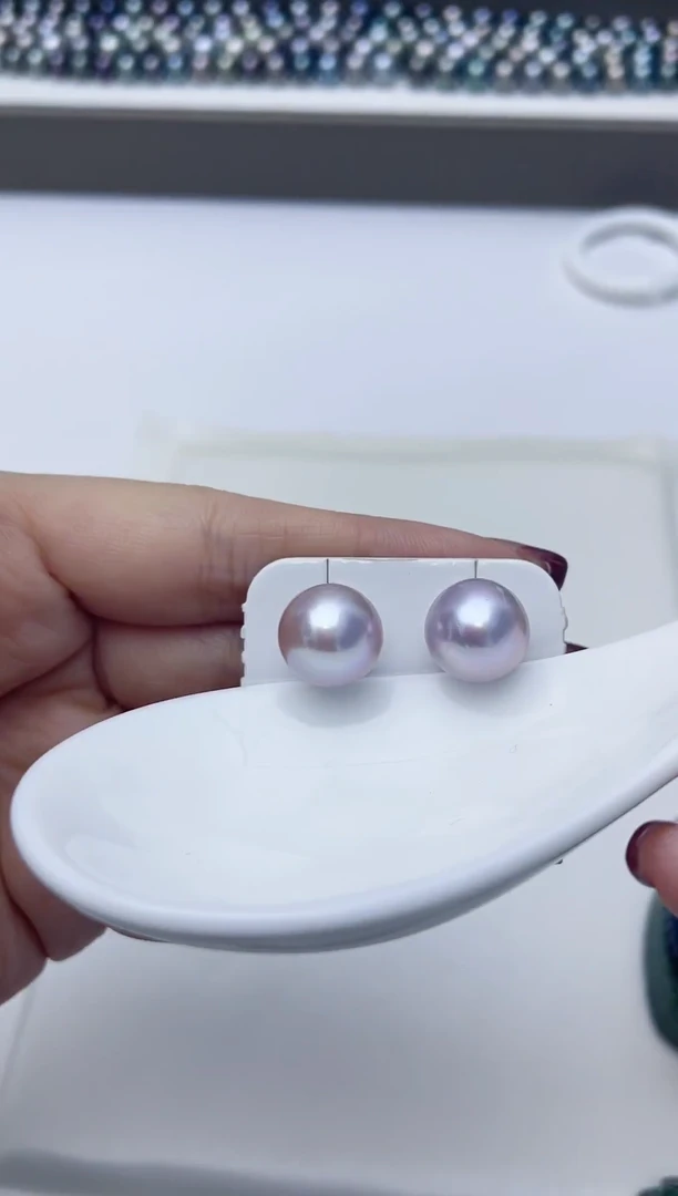 银S925镶嵌耳饰淡水珍珠A49