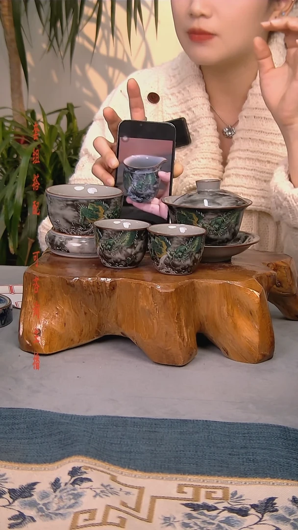 简装家用款6件套 老陶泥开片纹陶瓷茶具