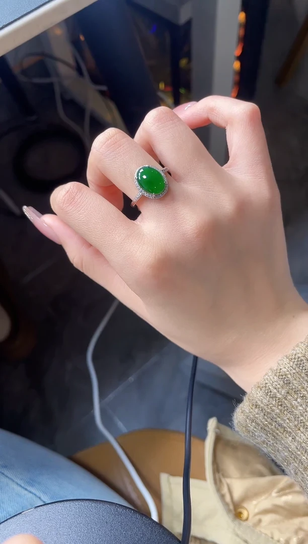 【闪购商品】翡翠戒指银S925镶嵌5476457