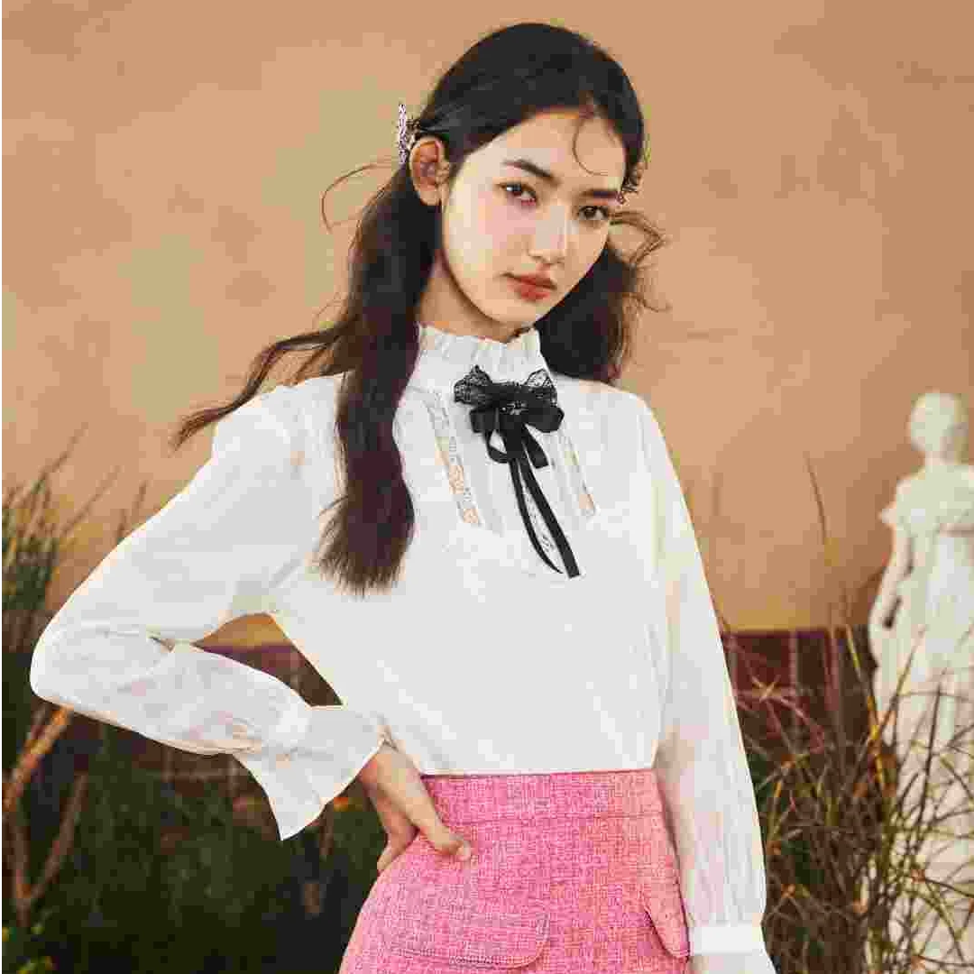 【白姐专属】DILI 春装新品2025女装 立领长袖衫 324126803