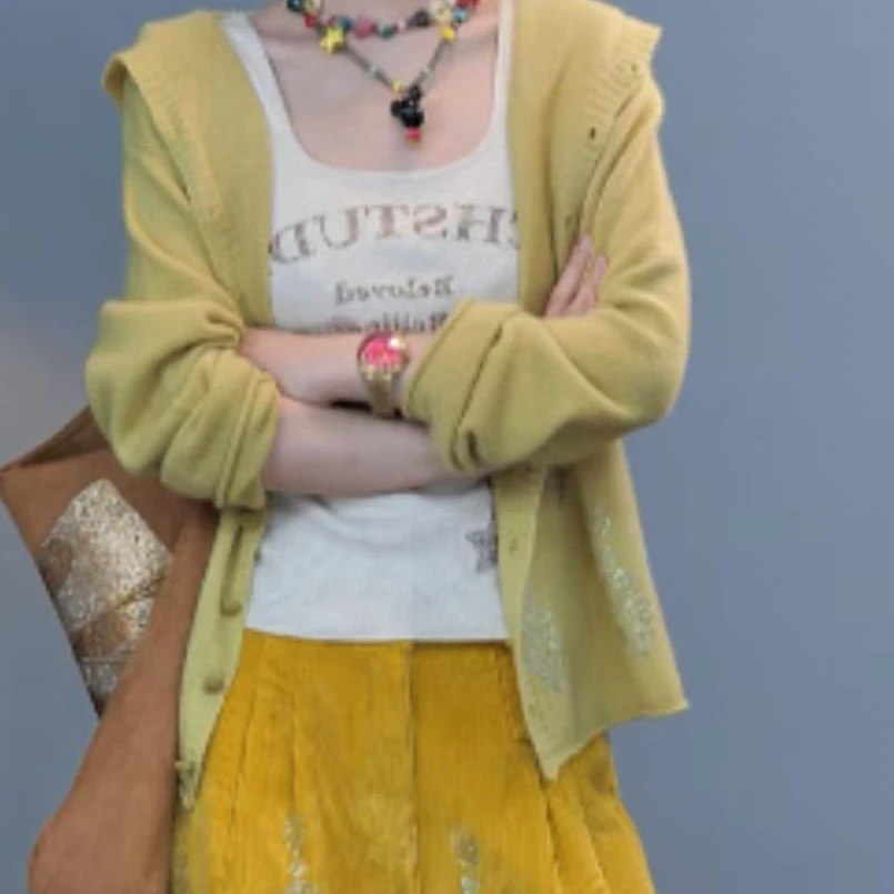 TCH私服秋款时尚休闲风烫钻淑女绿色针织开衫T75C43E1027轻奢tch