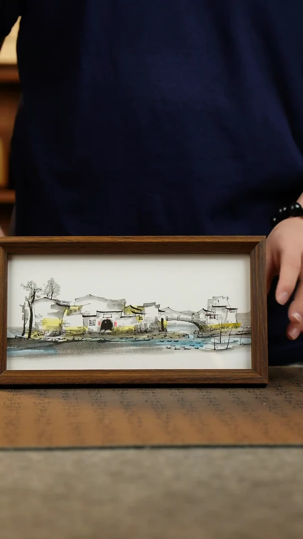 国画15*27.5纯手绘国风国画摆台