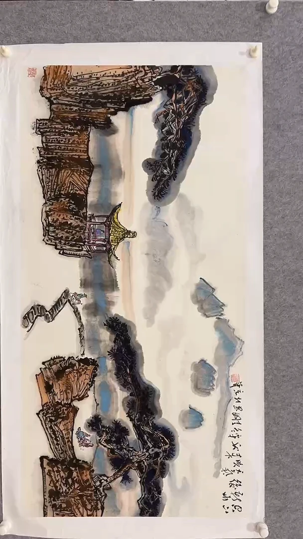 国画李纲-8平尺-山水作品-金