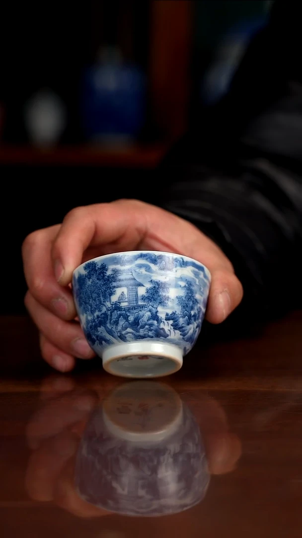 景琳藏青花北派山水