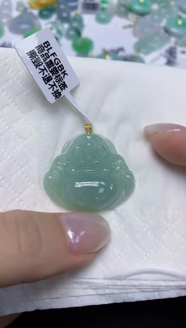 翡翠18K金镶嵌颈饰天然缅甸翡翠A货