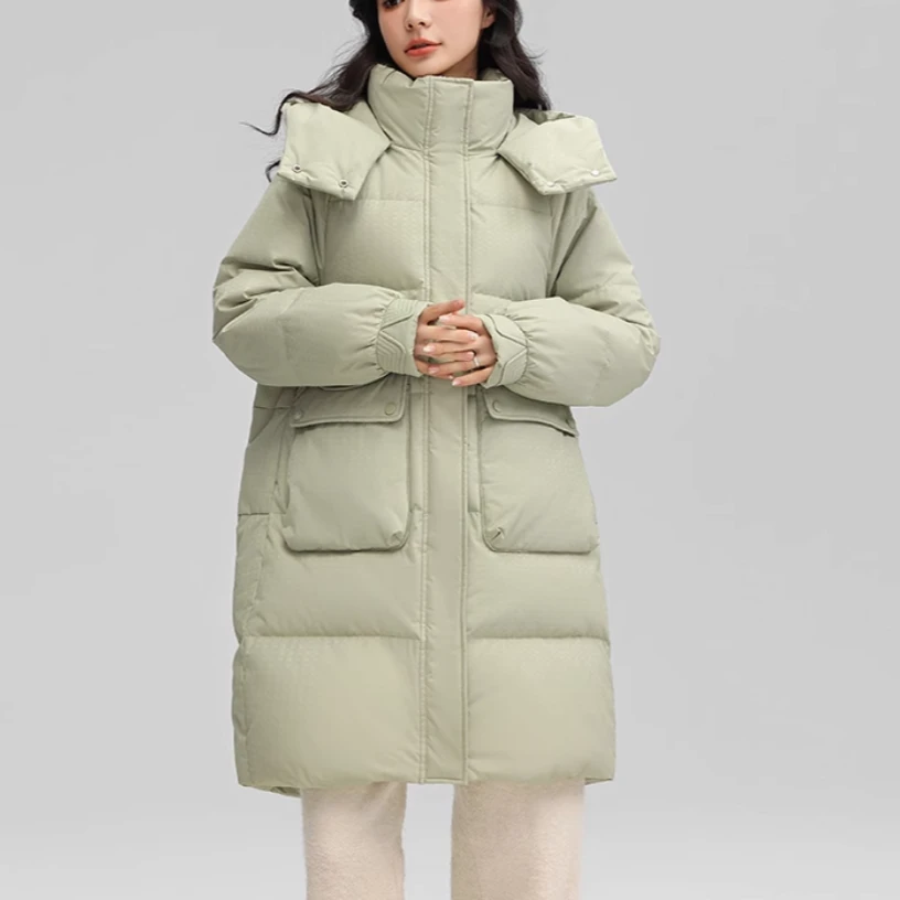 【小云总专享】连帽百搭韩版修身羽绒服女长款纯色外套 OB01Y44050