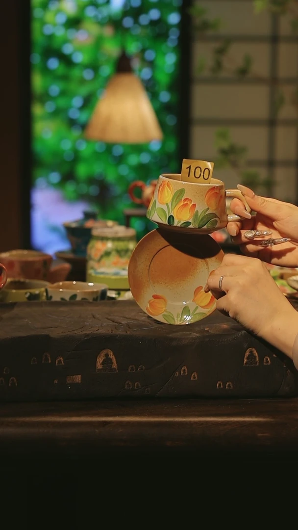 陶瓷100景德镇高温手绘釉下彩设计师款式