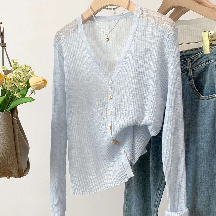 竹节防晒开衫温柔风夏季空调衫百搭薄款针织衫女薄款针织衫女