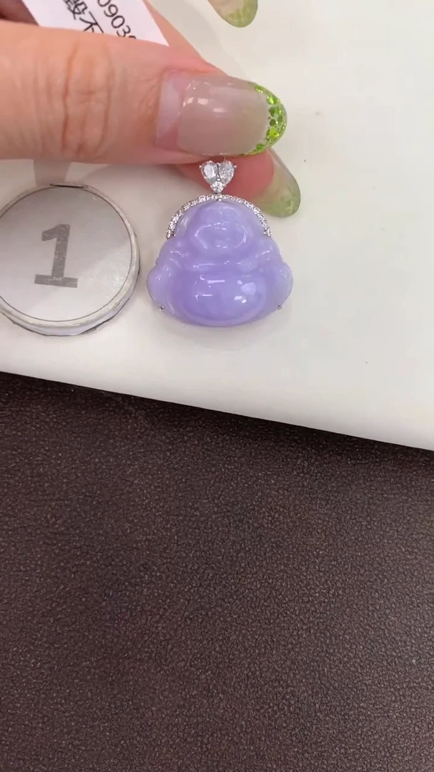 颈饰18K金镶嵌翡翠天然缅甸a货翡翠