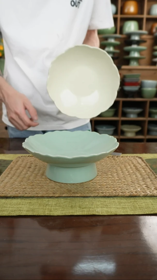 陶瓷一件包邮瑕疵花边果盘次品随机发一个