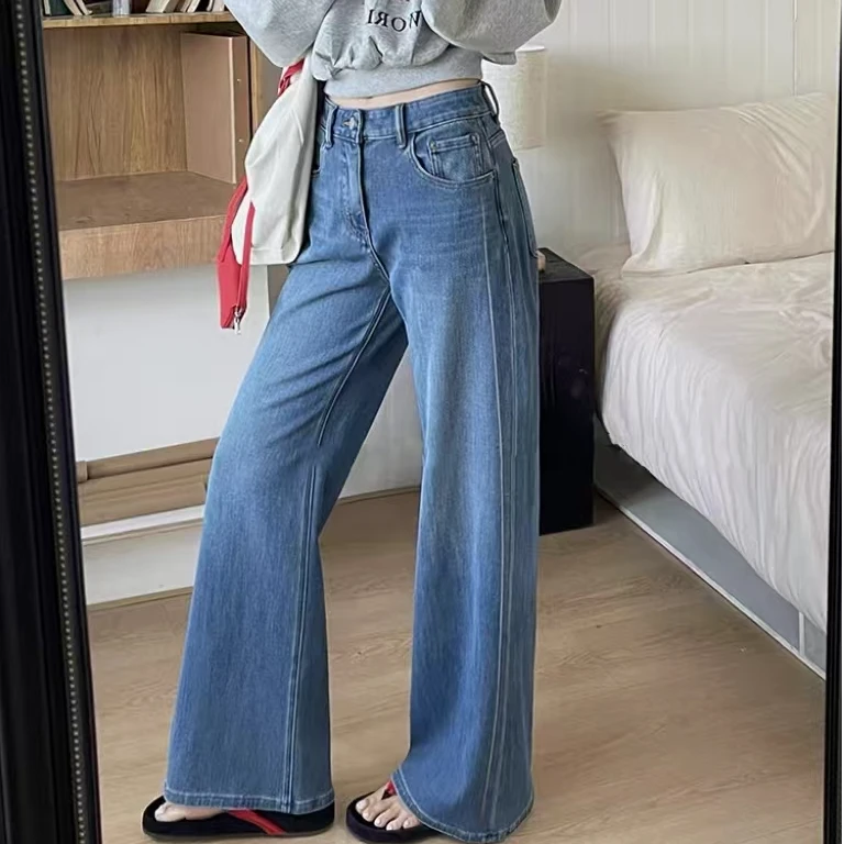 SU【323】代83 愫洋MWMA2025高腰显瘦蓝色直筒喇叭阔腿裤~