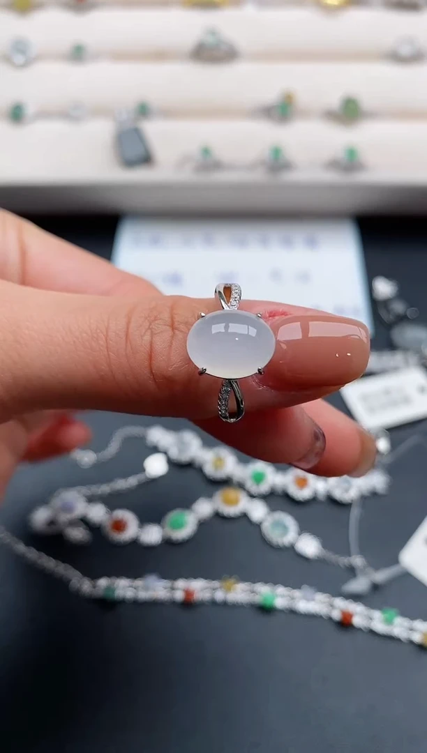 银S925镶嵌戒指翡翠3333333+10