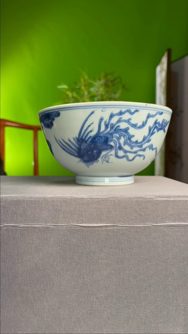 【闪购商品】摆件瓷青花凤纹大碗