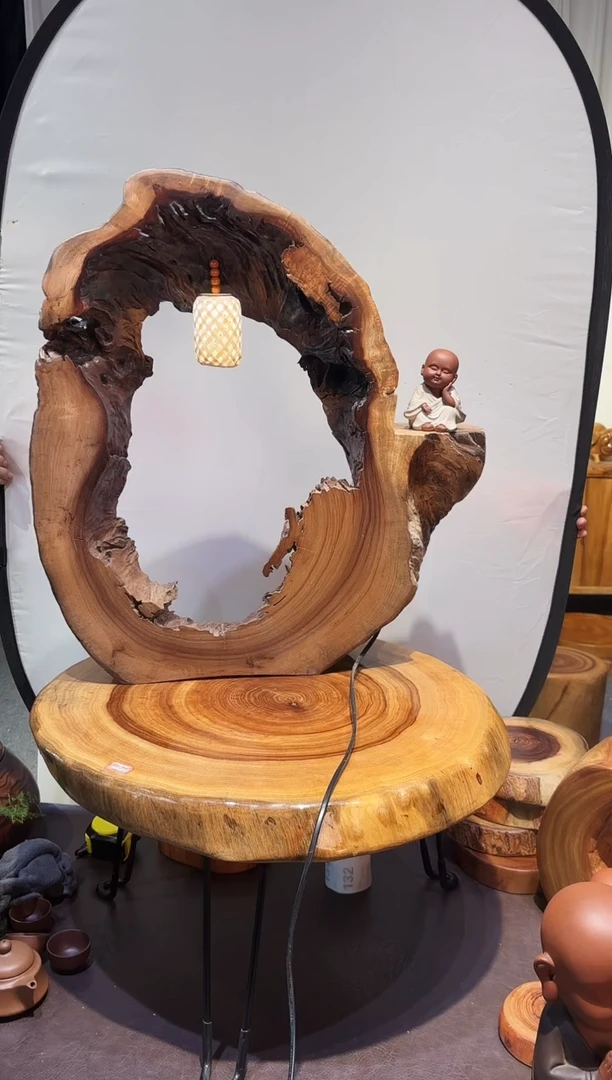 小叶红心香樟木灯