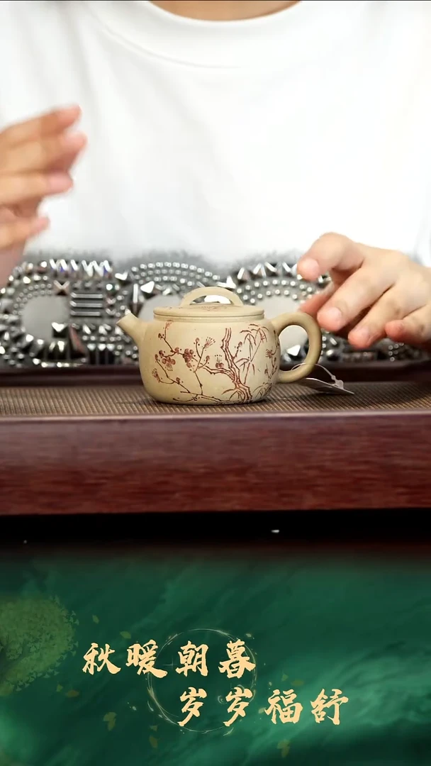 茶壶紫砂51号宜兴紫砂 白玉段 圆瓦110cc