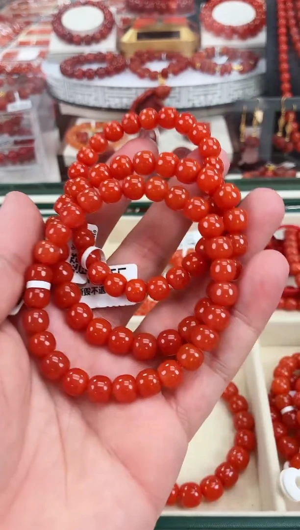 南红玛瑙滴水洞老型手串8+未镶嵌（多样式发其一）